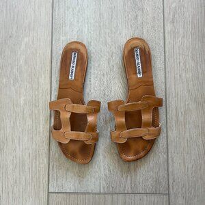 Manolo Blahnik Grella Sandal Slides Brown 37